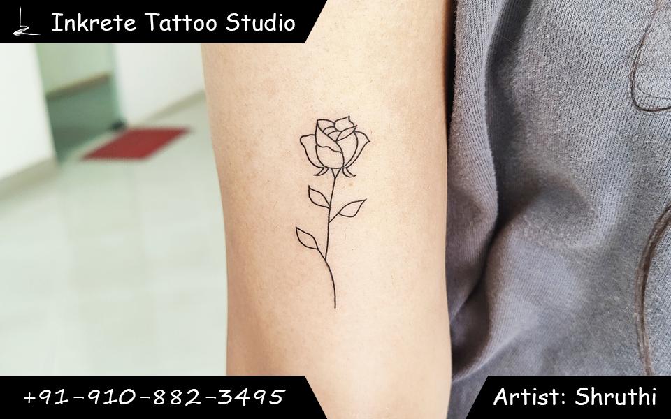 fine line tattoo, rose tattoo, minimal tattoo, floral tattoo