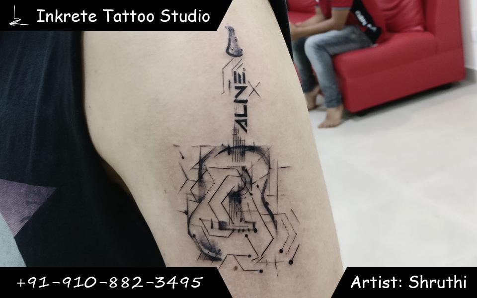 guitar tattoo, gemetric tattoo, Small tattoo ideas