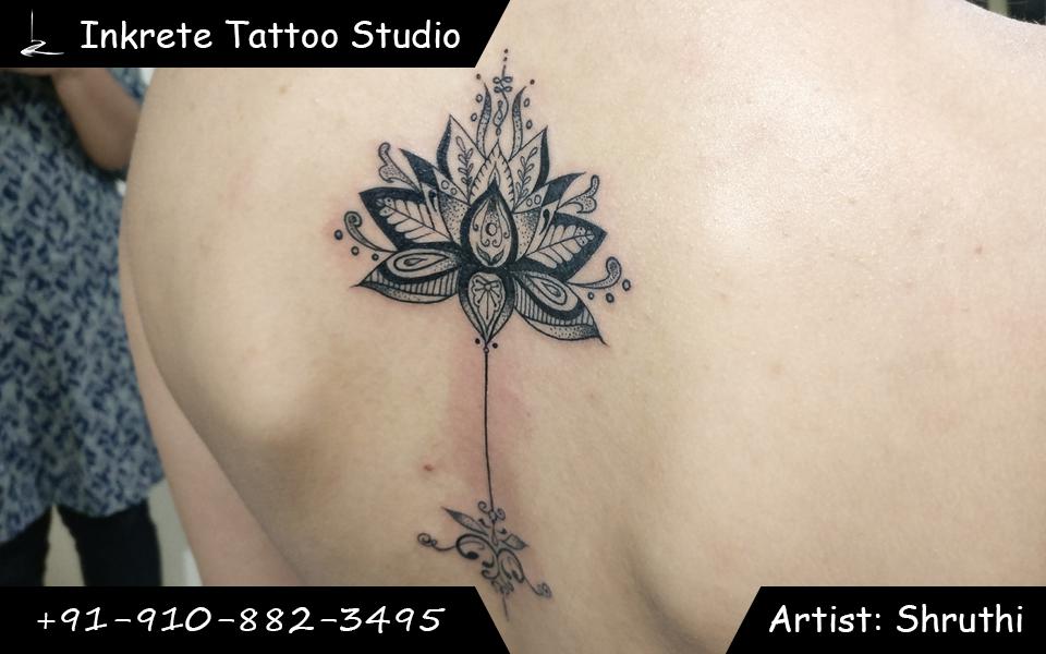 Back tattoo, mandala tattoo, lotus tattoo