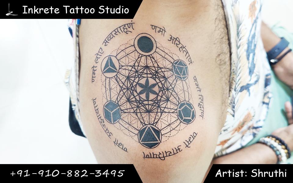 mandala tattoo, line tattoo, calligraphy tattoo, geometric tattoo