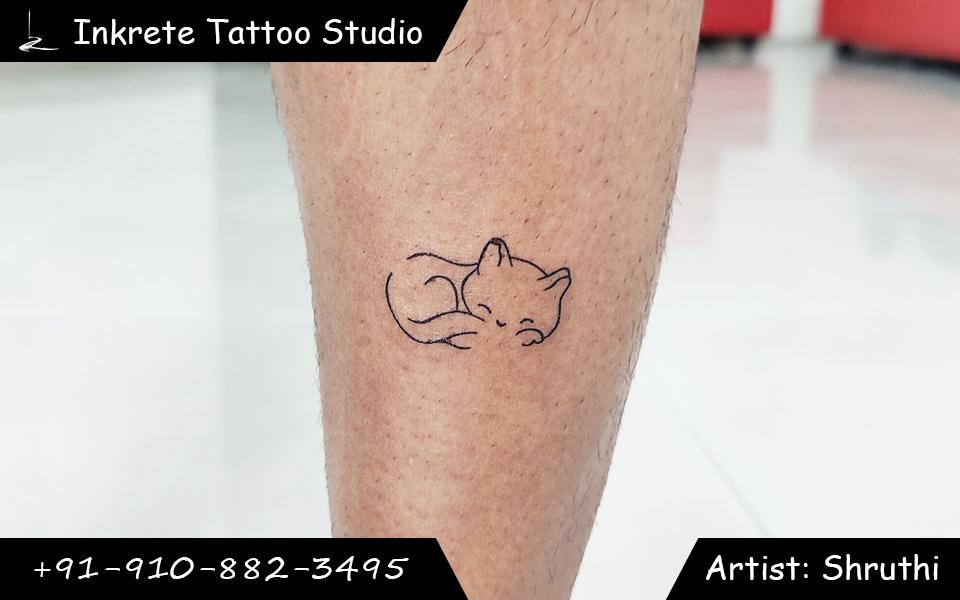 cat tattoo, minimal tattoo, line tattoo, pet tattoo