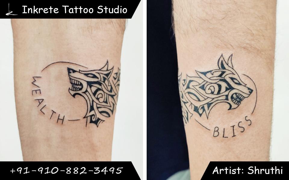 wolf tattoo, tribal tattoo, infinity tattoo