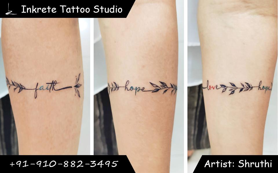 calligraphy tattoo, armband tattoo, line tattoo