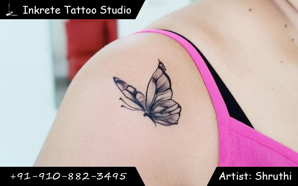 shoulder tattoo, butterfly tattoo, elegant tattoo, tattto ideas