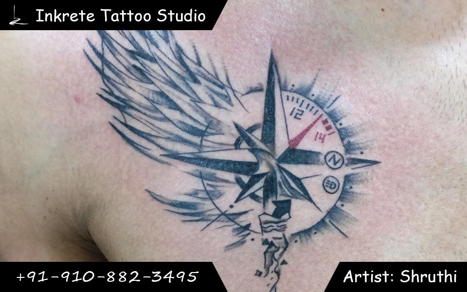 speedometer tattoo,memories,throwback,wing tattoo,chest tattoo