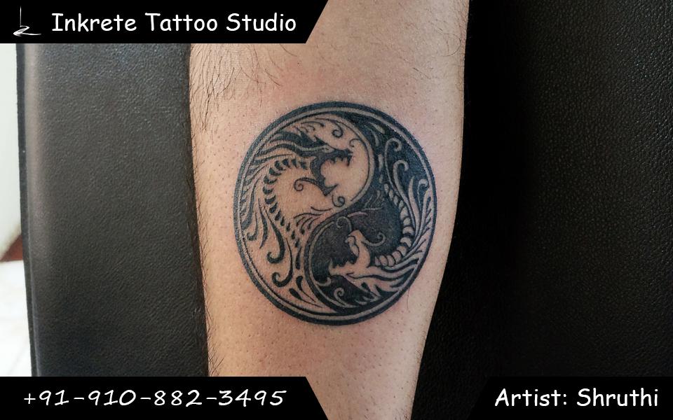 Yin yang tattoo, medallion tattoo, forearm tattoo for men