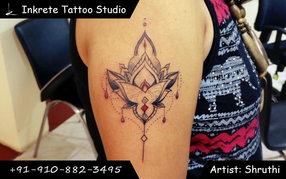 Ornamental tattoo, tattoo ideas for women, upper arm tattoo