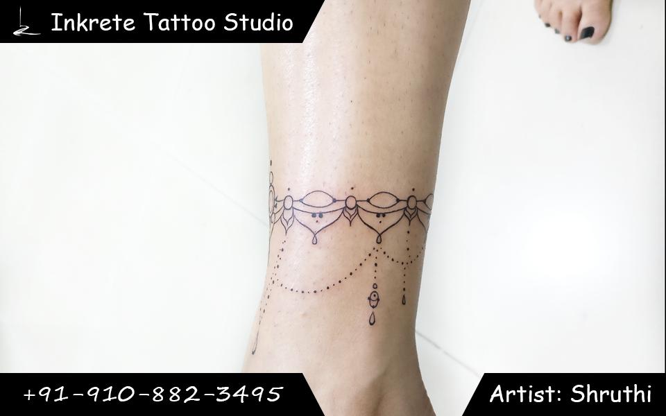 ankle tattoo, anklet tattoo, line tattoo