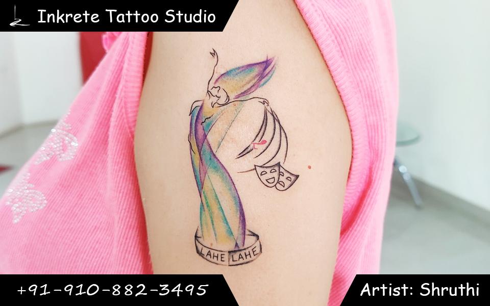 custom tattoo, color tattoo, feminine tattoo