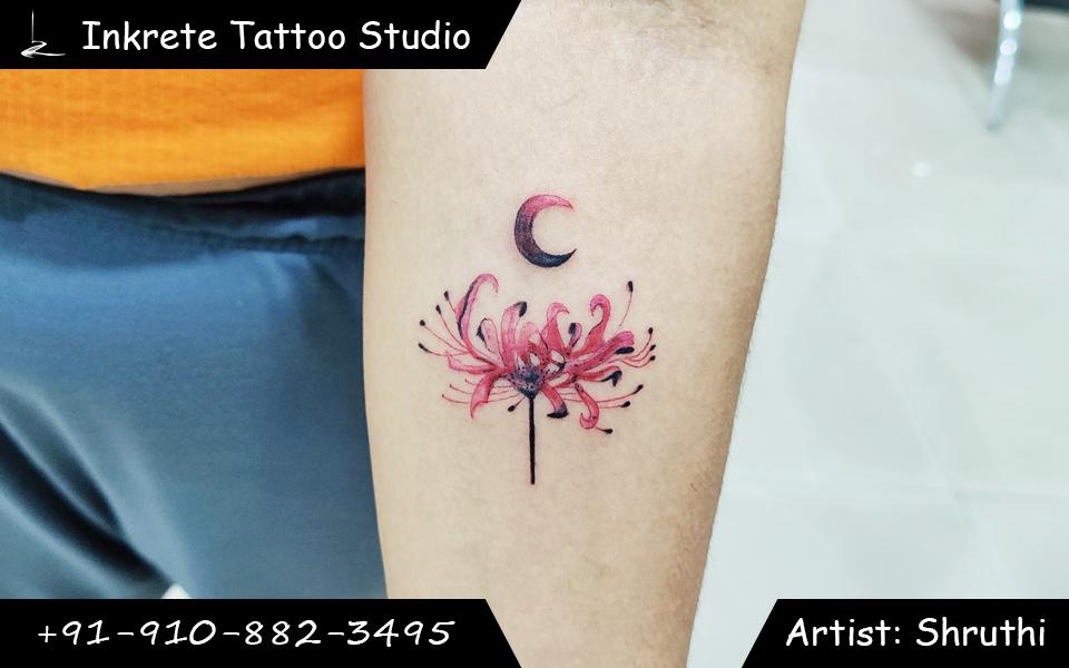 minimal tattoo, color tattoo, dandelion tattoo