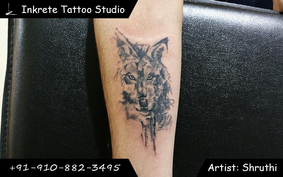 Abstract wolf tattoo, forearm tattoo