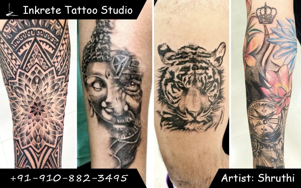 animal tattoo, tiger tattoo, sleeve tattoo, hyper realistic tattoo, dotwork tattoo, mandala tattoo