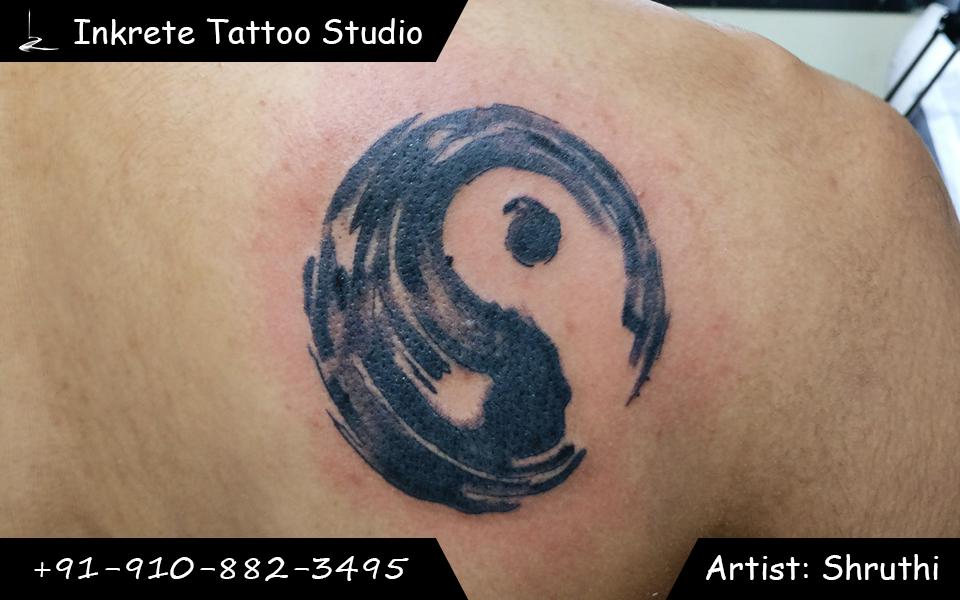 Yin yang tattoo, back tattoo, abstract tattoo