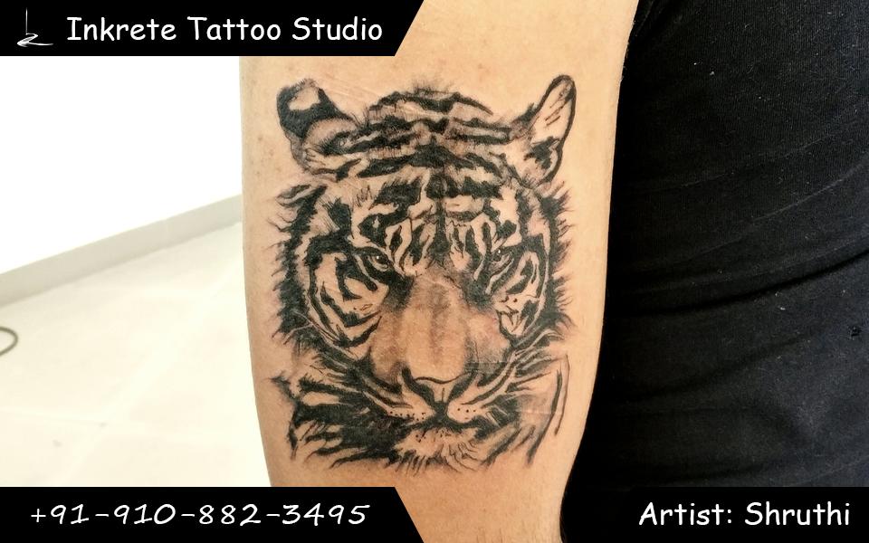 animal tattoo, tiger tattoo, hyper realistic tattoo